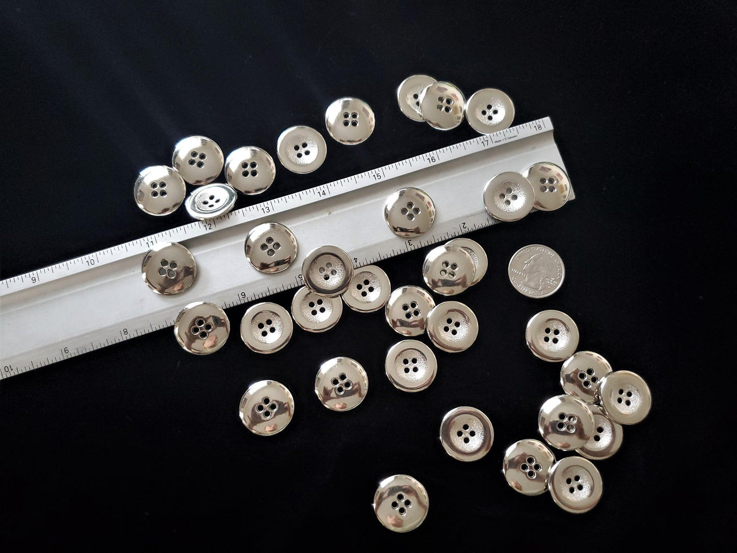 Large Silver Metal Four Hole Button