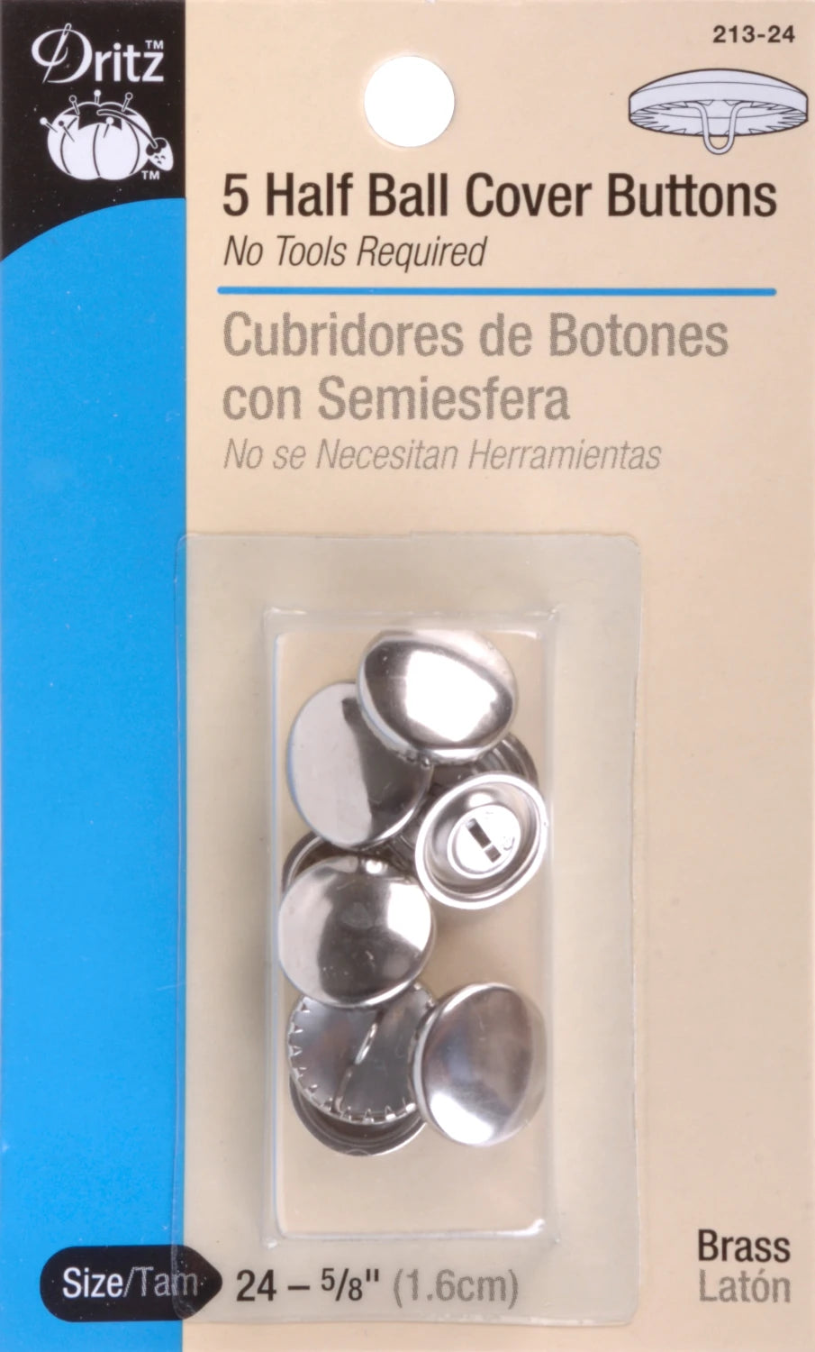 5/8" Covered Button Kit - Half Ball (5ct)