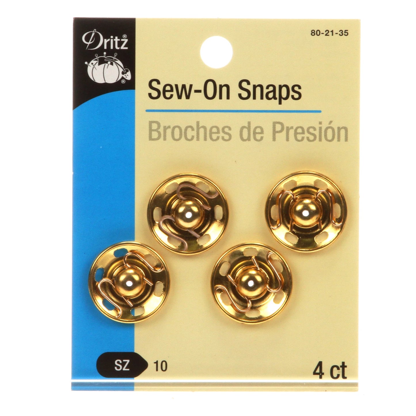 Large & Gold Sew-On Snaps - Size 10 (4ct)