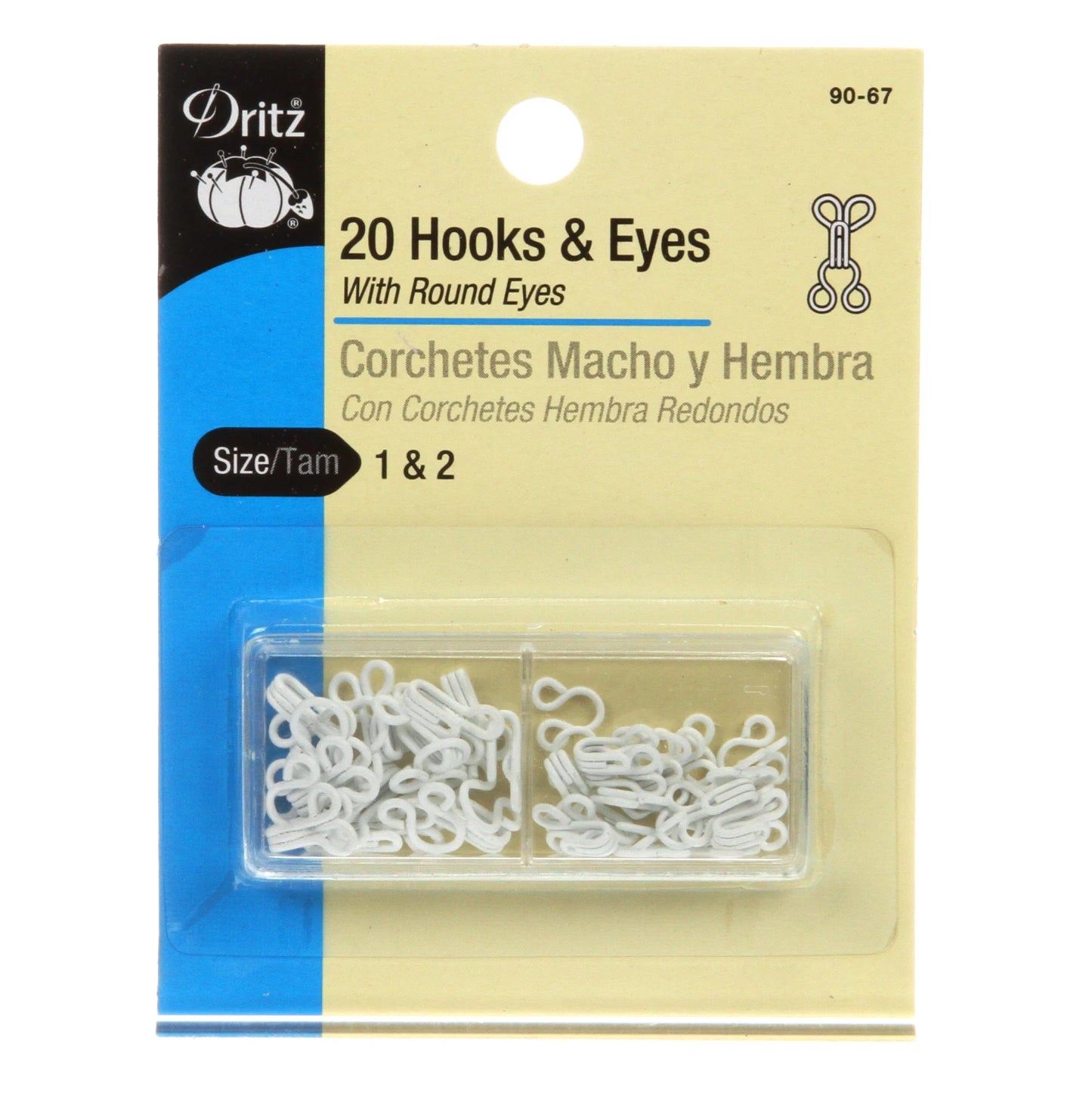 Dritz Hooks and Eyes White Size 1 & 2