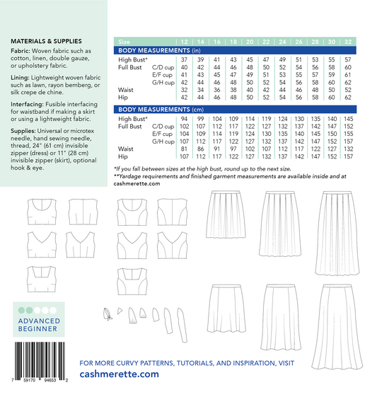 Upton Dress and Skirt Plus Mix & Match Expansion Pack Sizes 12-32 - Cashmerette