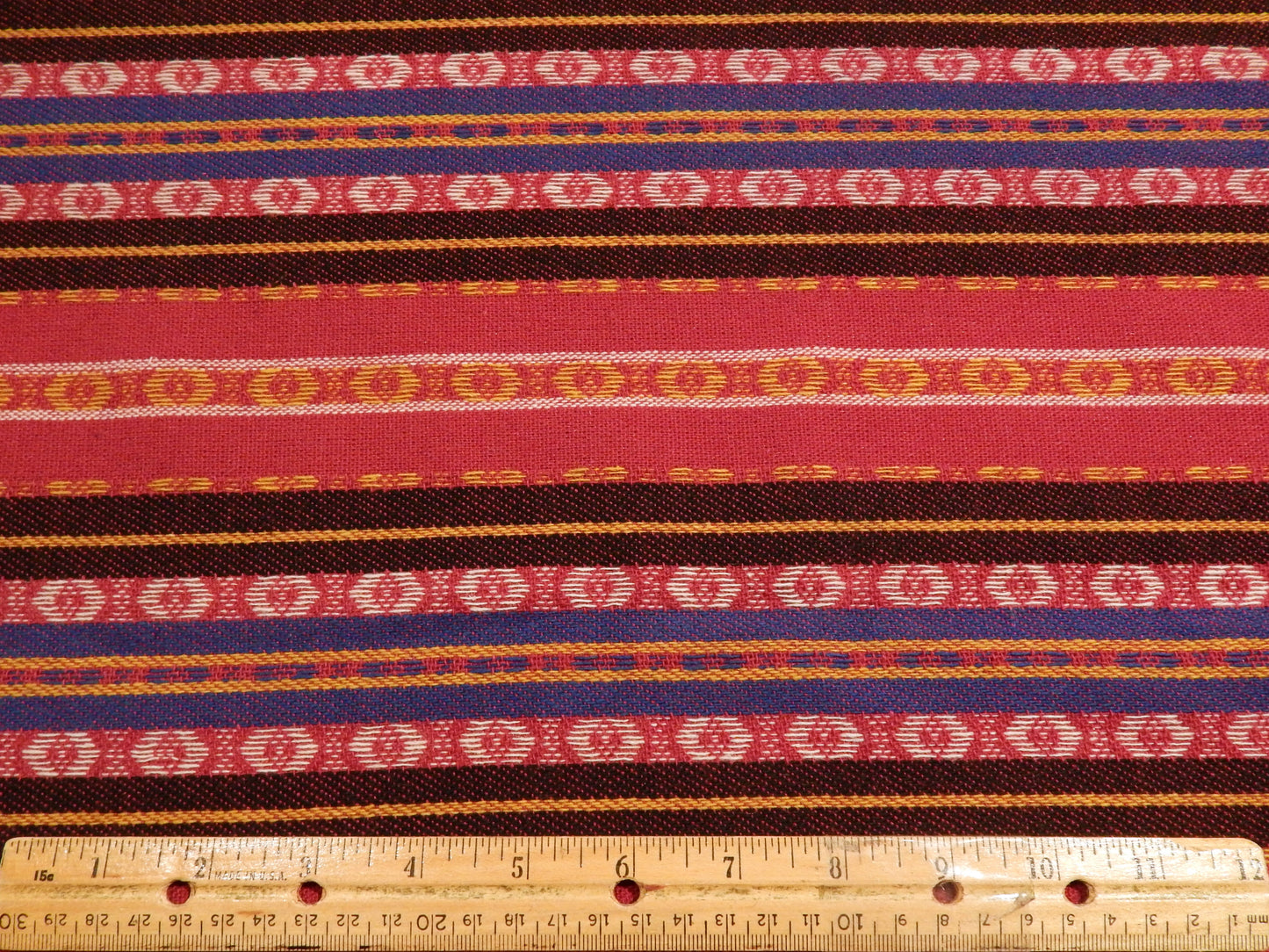 Magenta and Cobalt Nordic Stripe Wool Jacquard