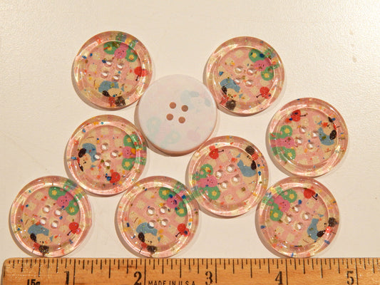Large Pink Gingham Children's Buttons