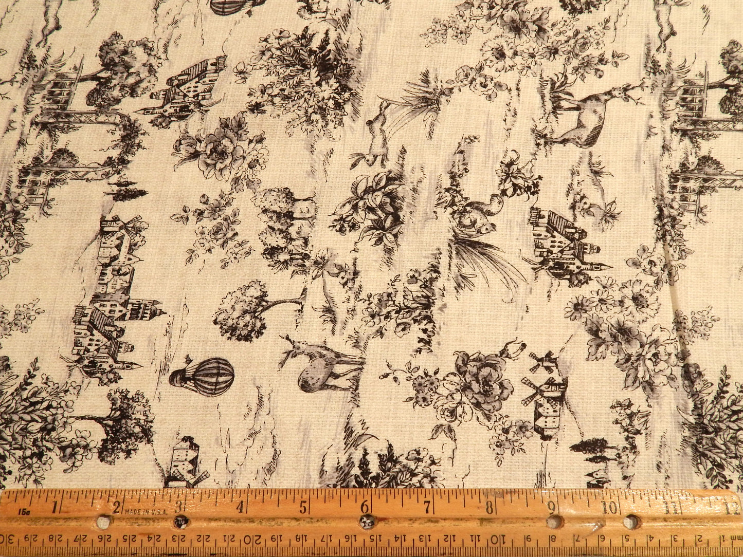 Black and Ivory Toile - Kokka Vintage Style Dobby