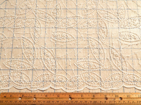 Ivory Leaf Embroidered Sequined Lace - Telio