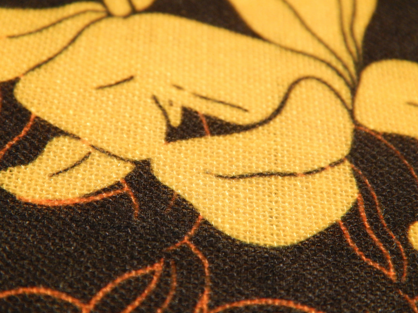 Mod Yellow and Orange Bold Leaf Print Linen