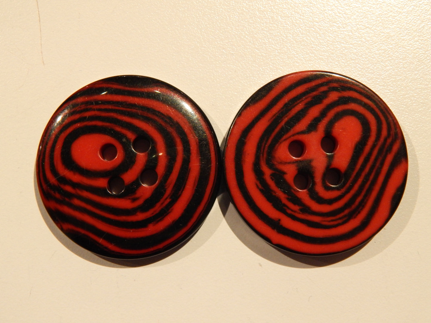 Black and Red Tree Ringed Large Buttons