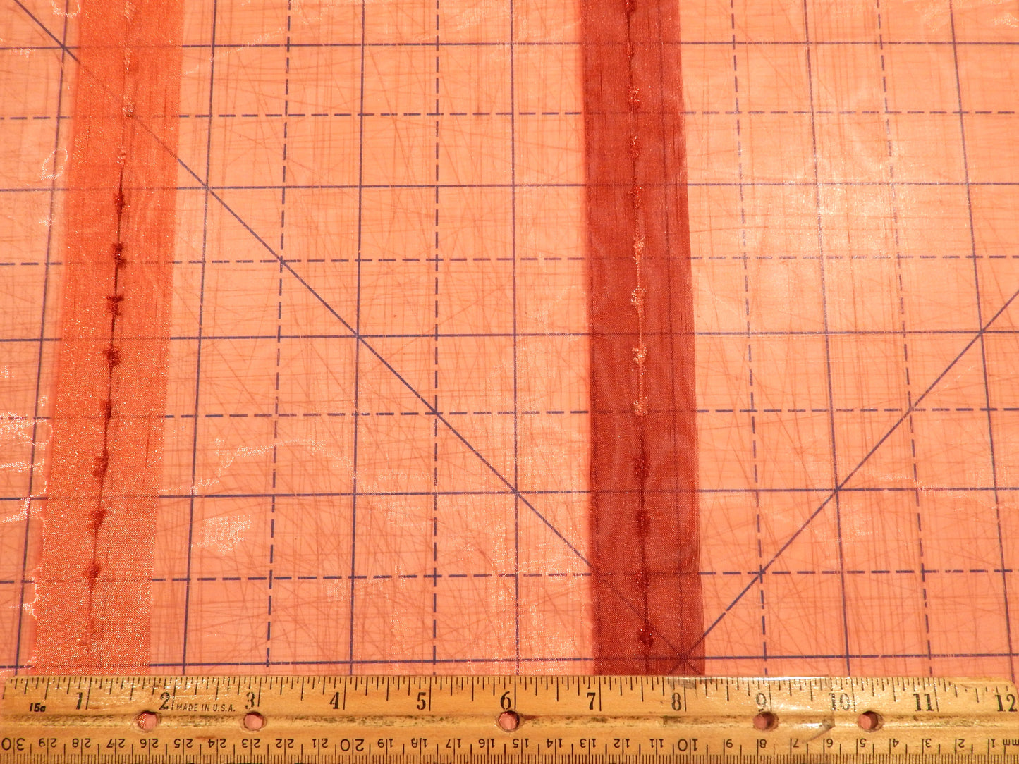 Red Ribbon Stripe Organza - 116"