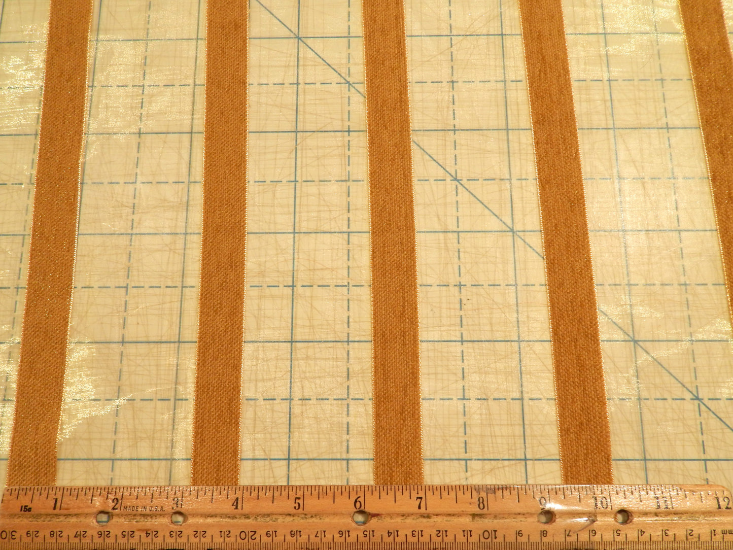 Gold Velvet Stripe Organza
