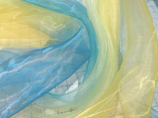 Iridescent Blue/Green Ombre Organza