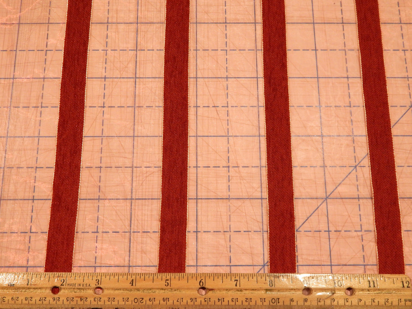 Red Velvet Stripe Organza - 114"