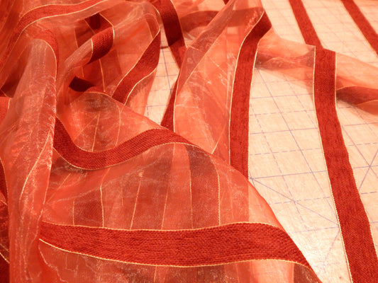 Red Velvet Stripe Organza - 114"