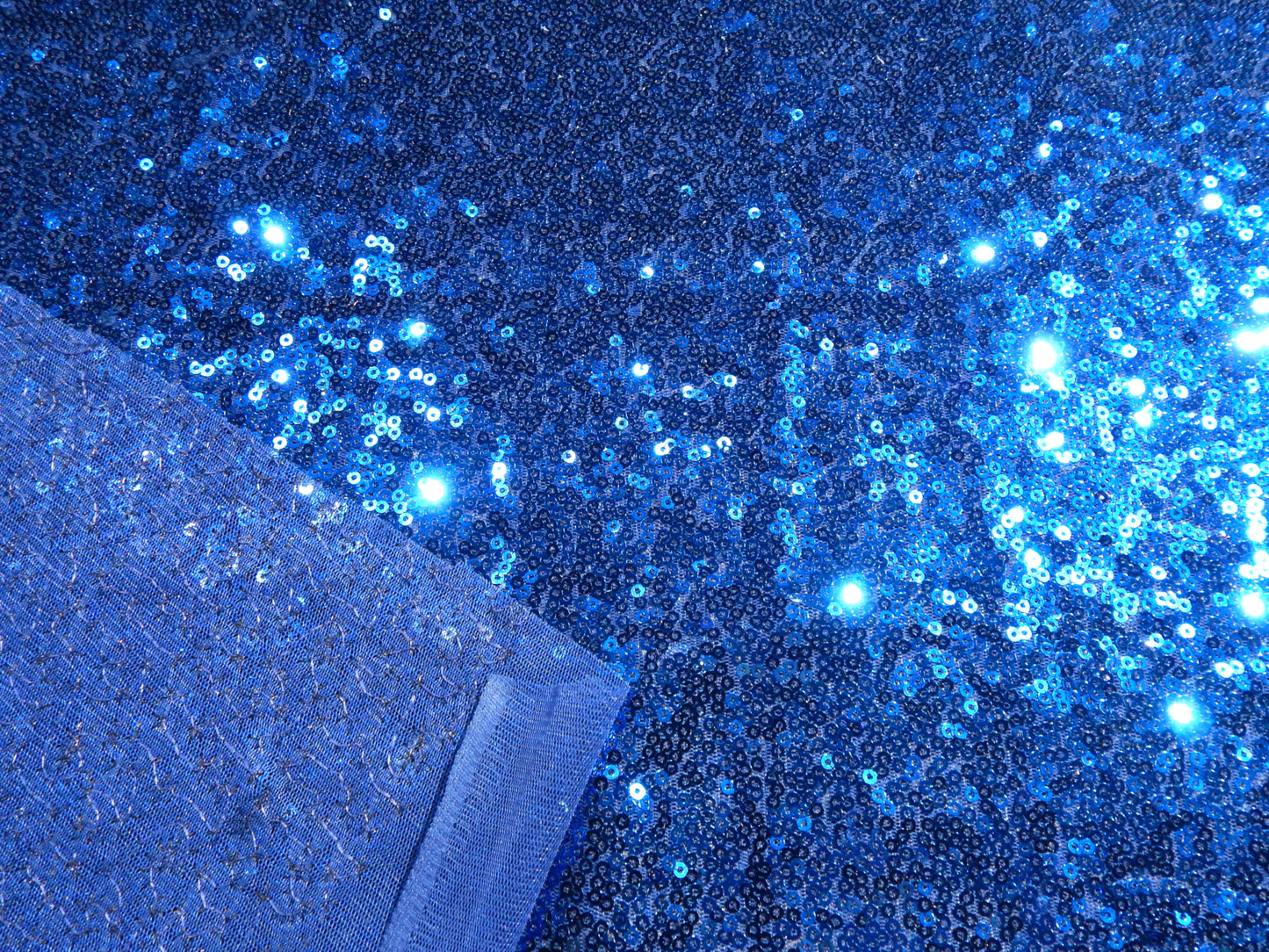 Cobalt Blue Party Sequins on Mesh