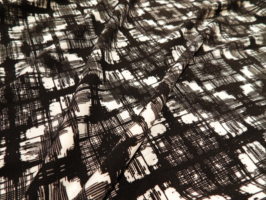 Black and White Hashed Satin