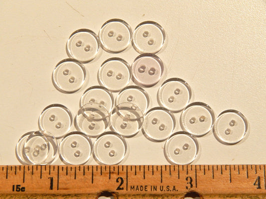 Clear Plastic Two Hole Button - 1/2"