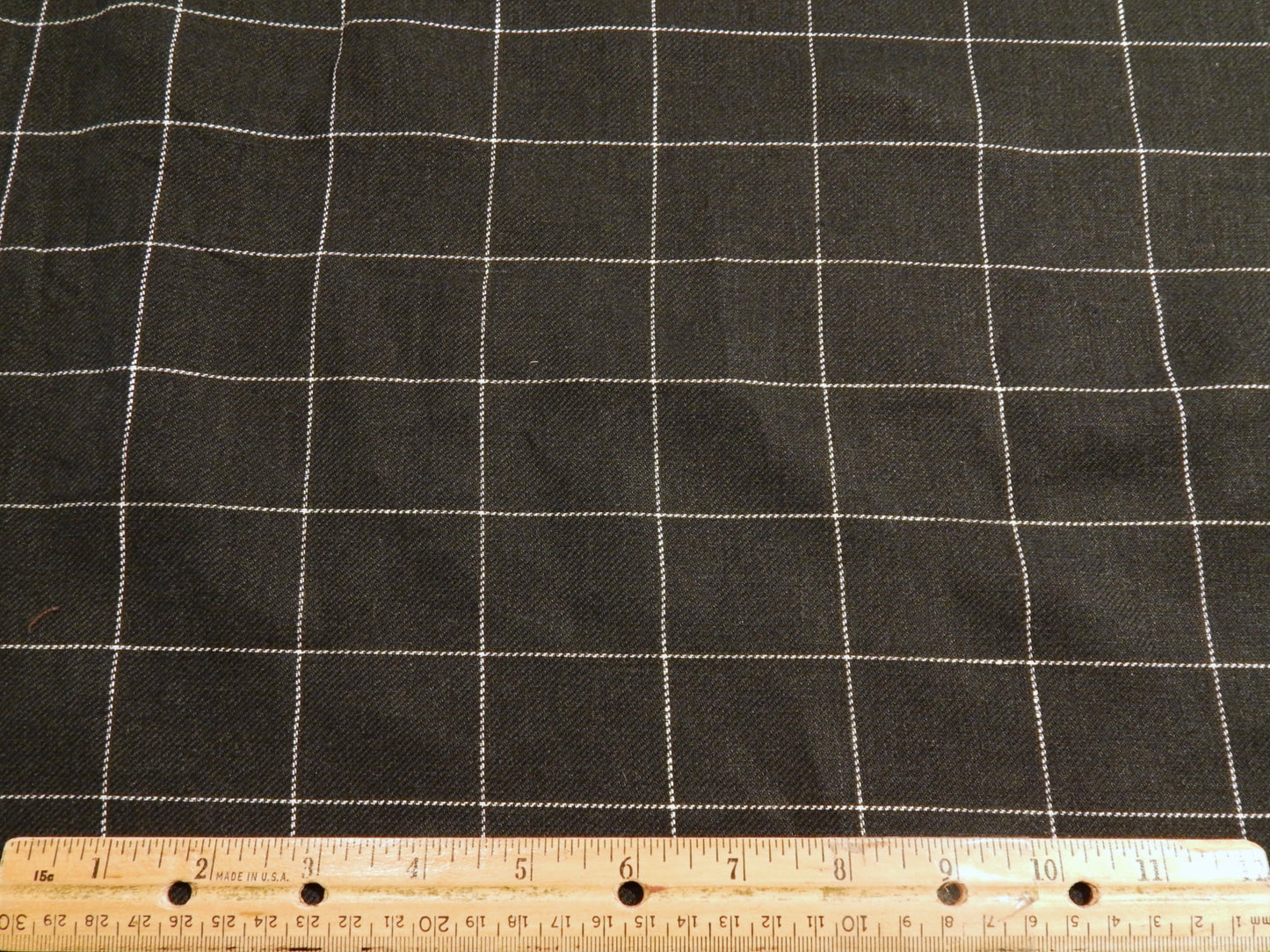 Black and White Windowpane Linen Gaberdine