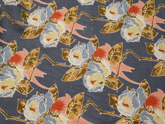 Blue & Cherry Floral Linen