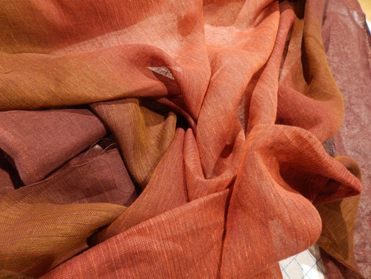 Maroon Ombre Linen Gauze