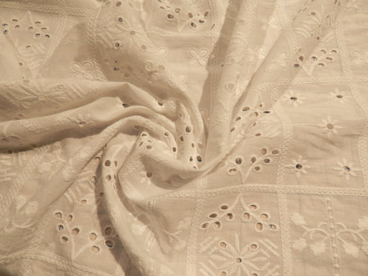 White Flower Patchwork Cotton Eyelet - Telio