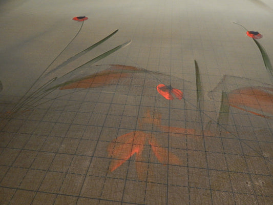 Modern Gray & Maroon Tulip Print Chiffon