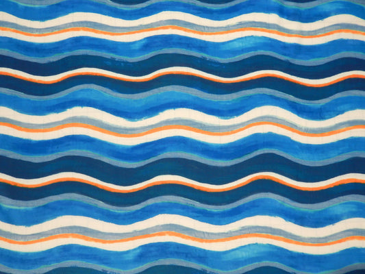 Blue and Orange Nautical Waves Swim Knit - Telio