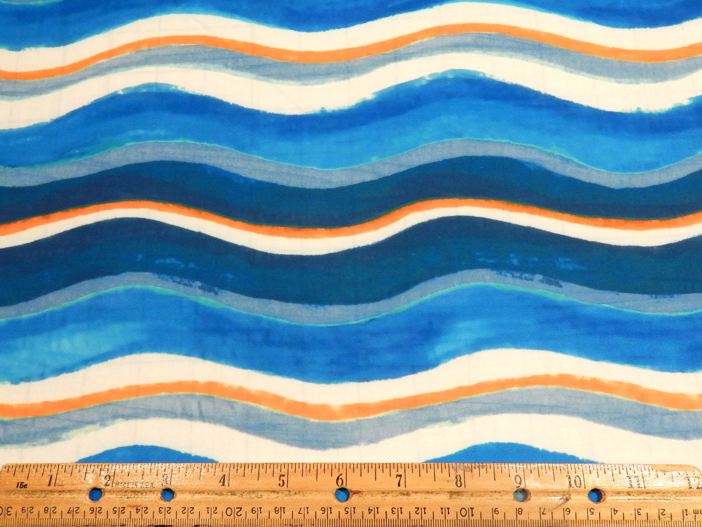 Blue and Orange Nautical Waves Swim Knit - Telio