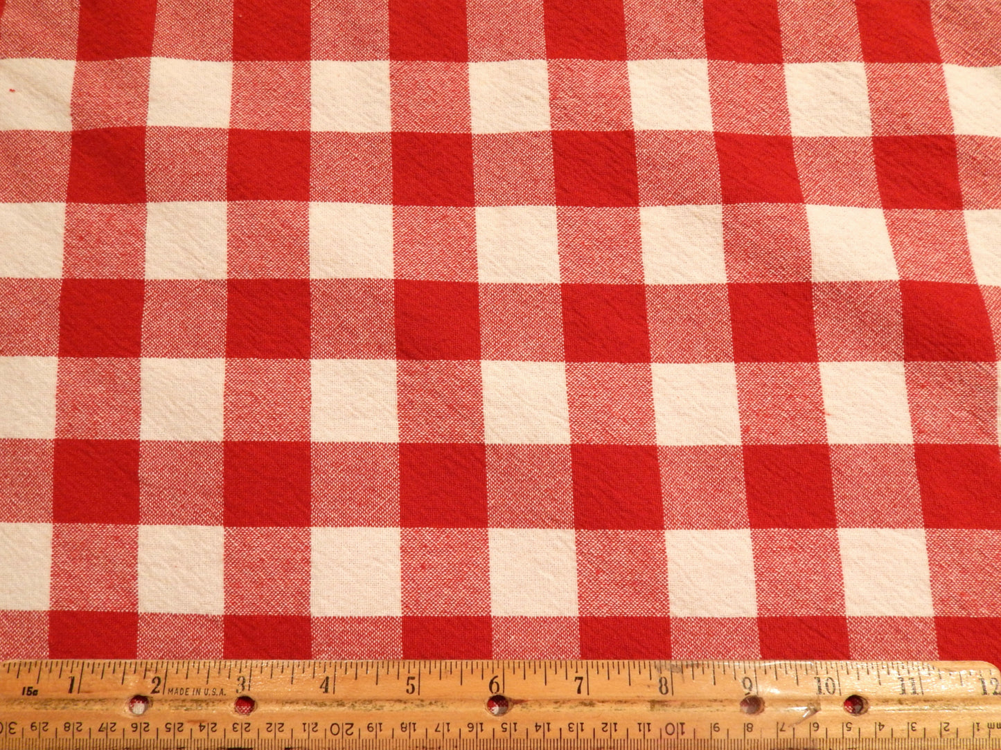 100% Organic Cotton Red and Natural 1" Gingham - Telio