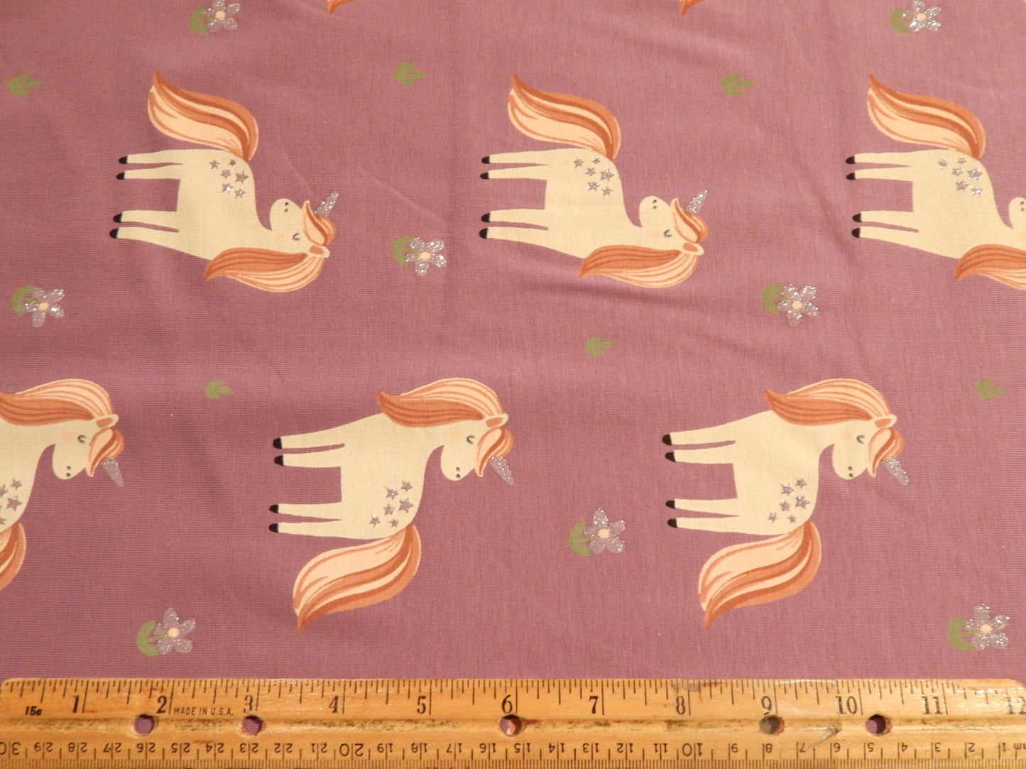 Girl's Glitzy Unicorn in Purple Cotton Jersey
