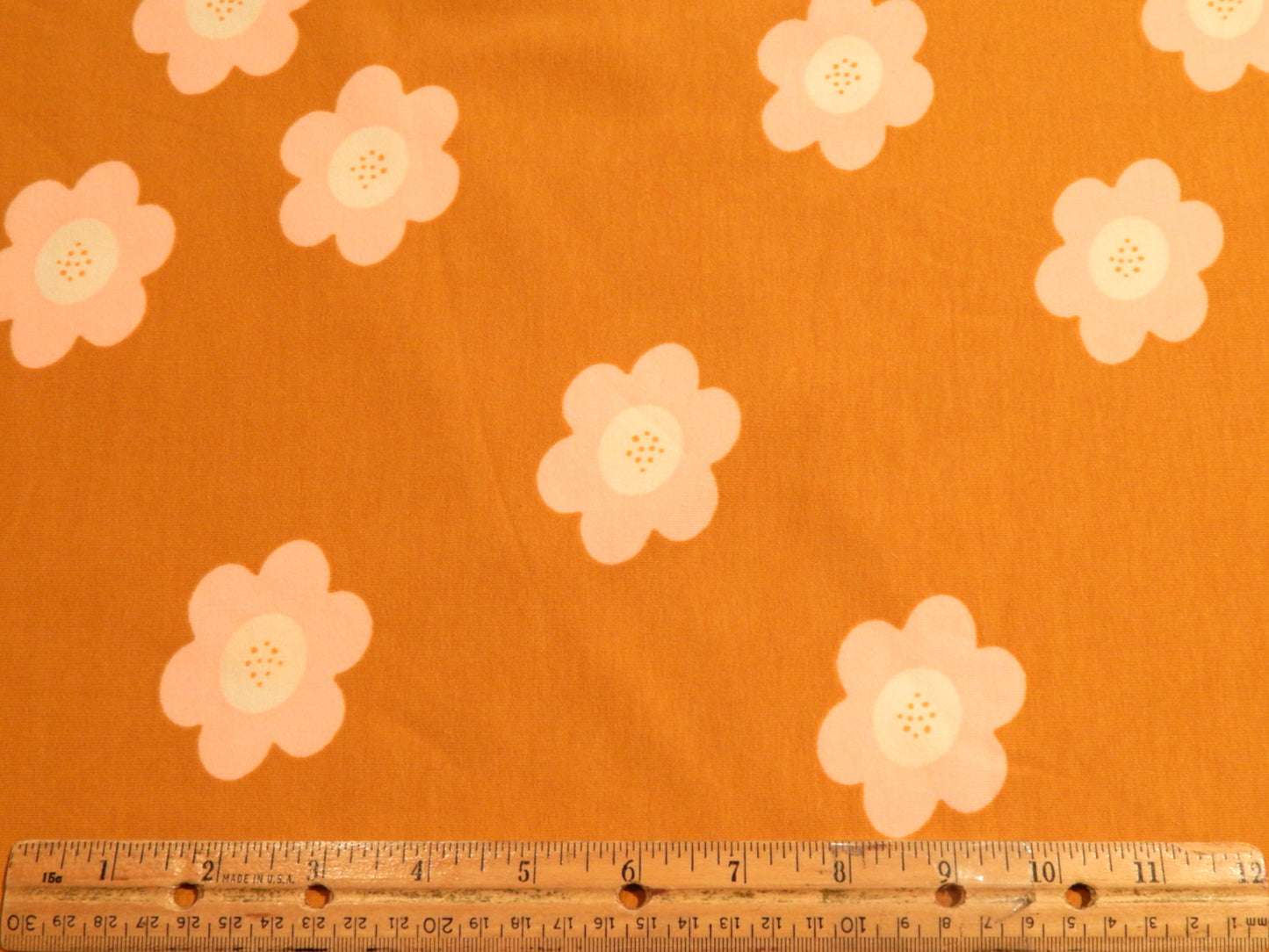Girl's Mustard & Pink Floral Mod Cotton French Terry