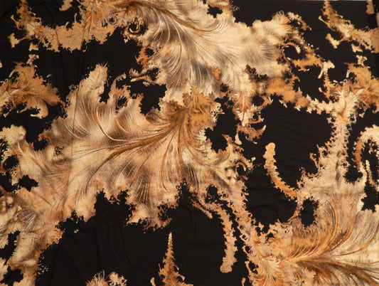 Black and Tan Feathered Floral Challis - Telio