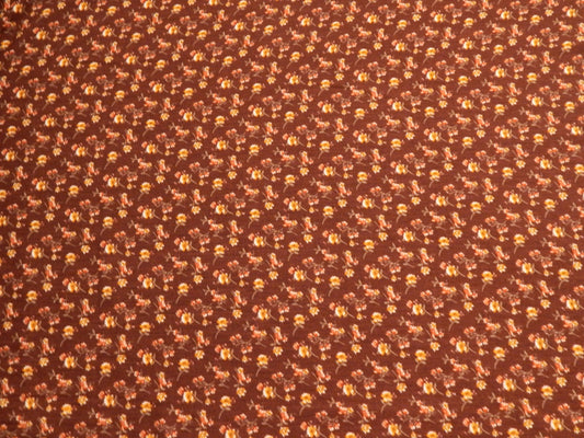 Wine Calico Floral Rayon Gauze