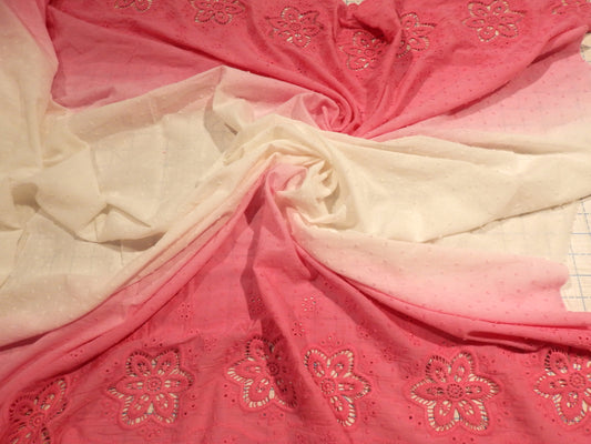 Pink and White Ombre Swiss Dot Cotton Eyelet
