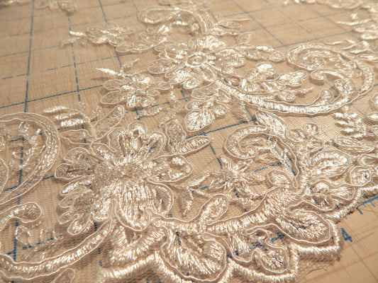 Flowers and Scrolls White Bridal Lace