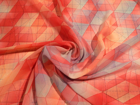 Hot Pink Geometric Chiffon - Telio