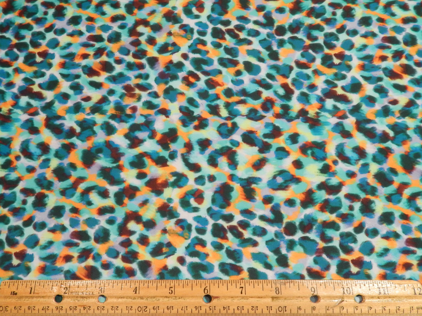 Blue and Orange Cheetah Print Swim Knit - Telio