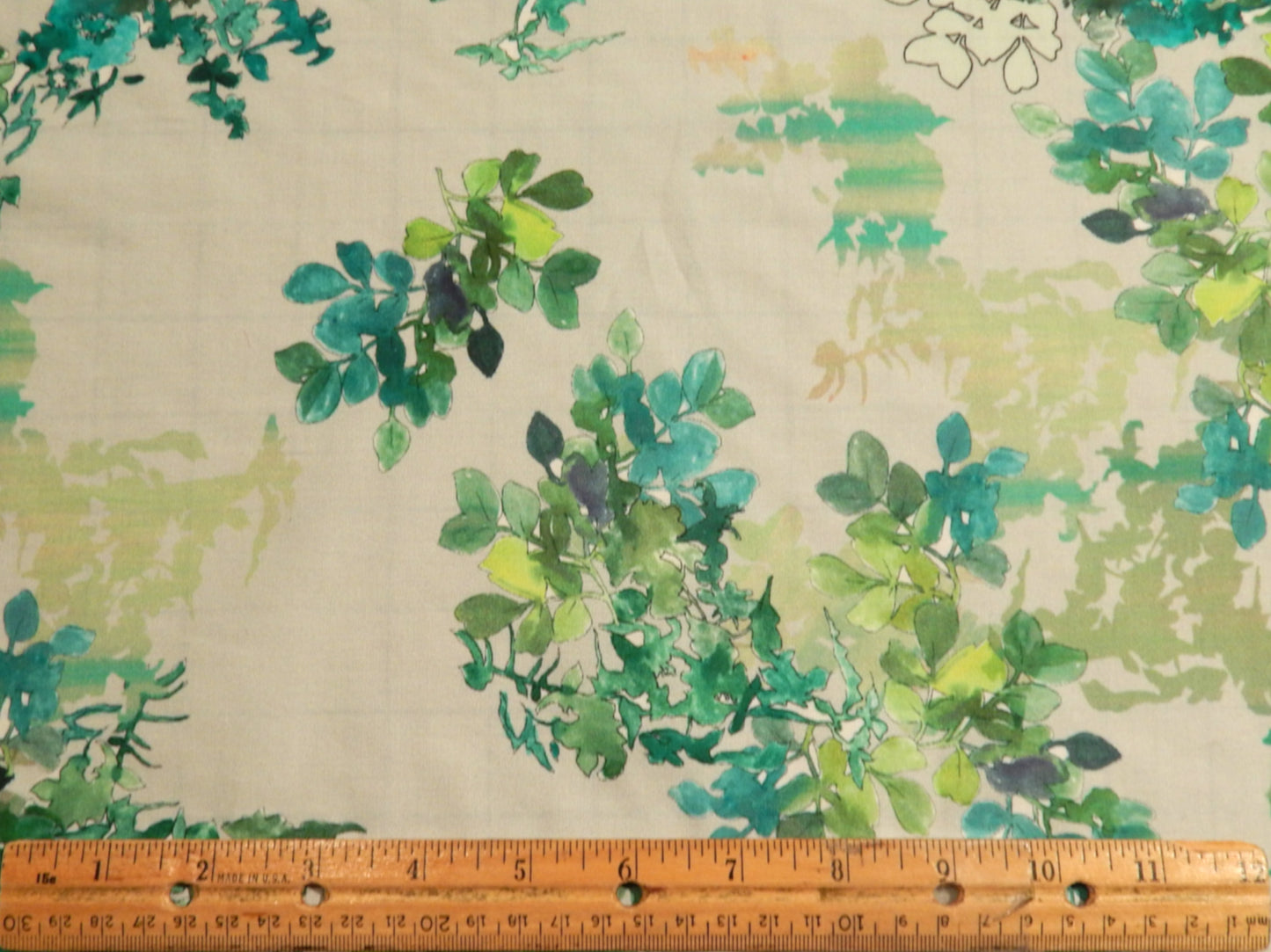 Green and White Floral Print Poplin - Telio