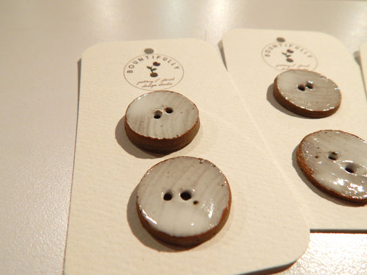 Hand Made White Ceramic Buttons - by Bountifully - Multiple Sizes