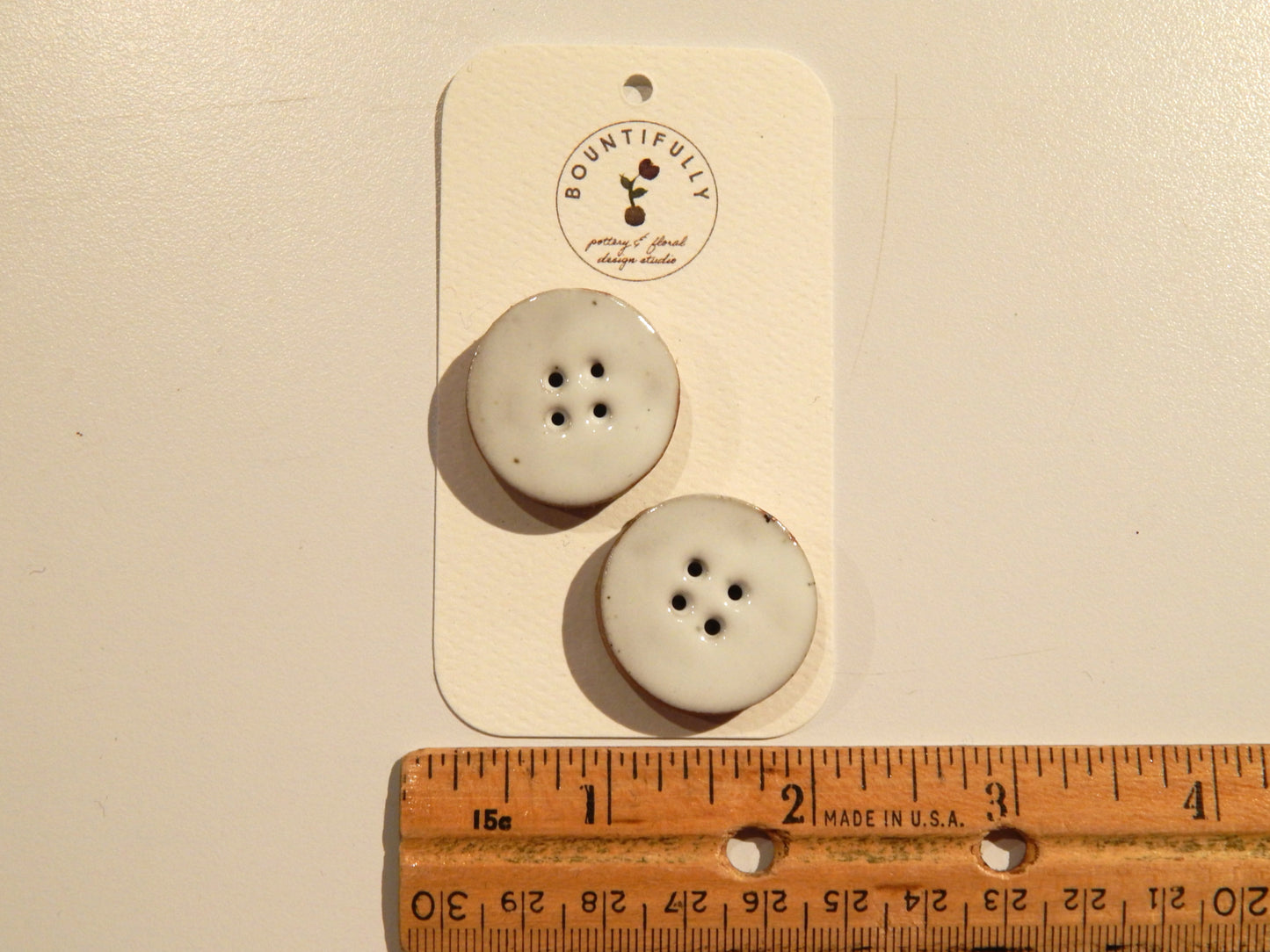 Hand Made White Ceramic Buttons - by Bountifully - Multiple Sizes
