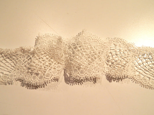 2"-2.5" White Double Scallop Dainty Lace Trim - BTY
