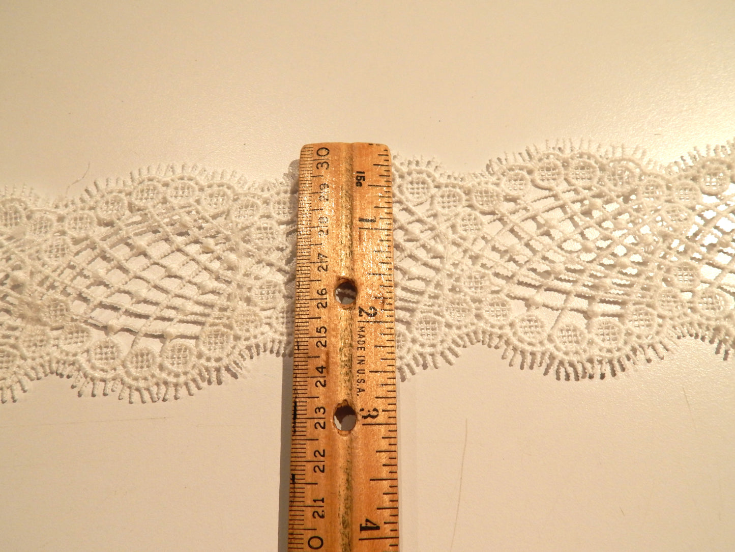 2"-2.5" White Double Scallop Dainty Lace Trim - BTY