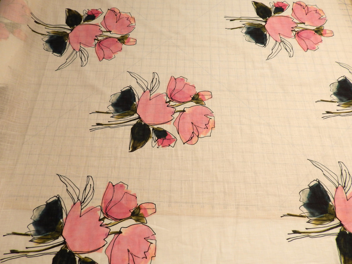 Pink Mod Tulips Linen