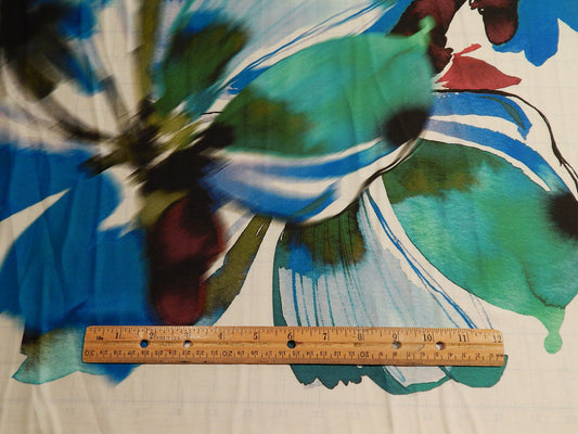 Cool Tones Extra Large Floral Print Charmeuse - By the Panel