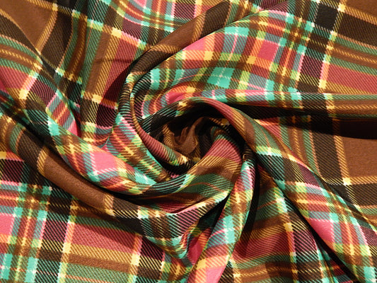 Cherry & Chocolate Plaid Charmeuse