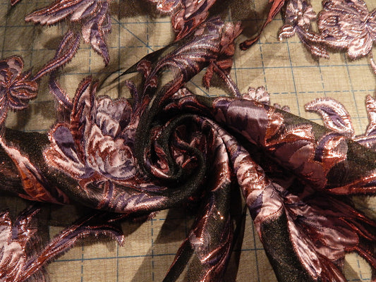 Purple & Pink Brocade Organza
