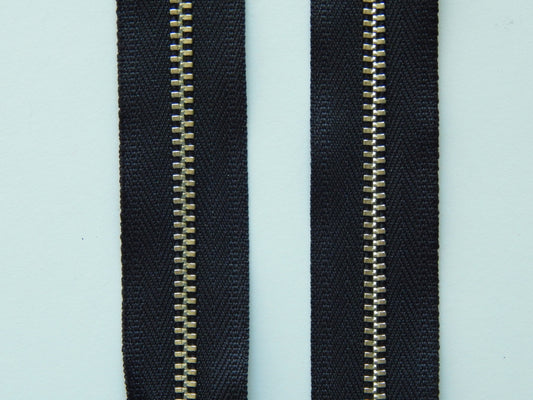 black and nickel zipper