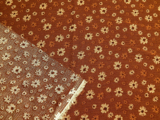 Brown Ditsy Daisy Rayon Crepe