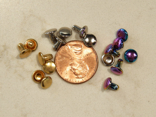 Rivets - 1/4" - Gold, Silver, & Iridescent