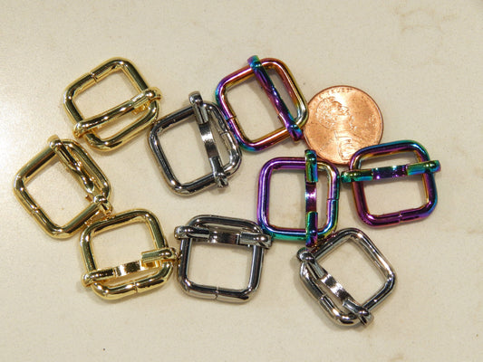 Slide Buckle - 1/2" - Gold, Silver, & Iridescent
