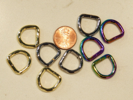 D-Rings - 1/2" - Gold, Silver, & Iridescent