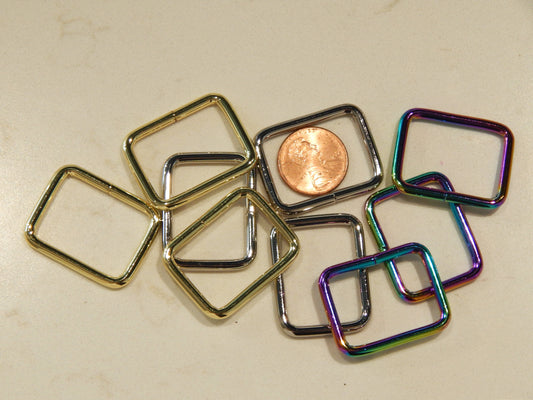 Rectangle Rings - 1" - Gold, Silver, & Iridescent